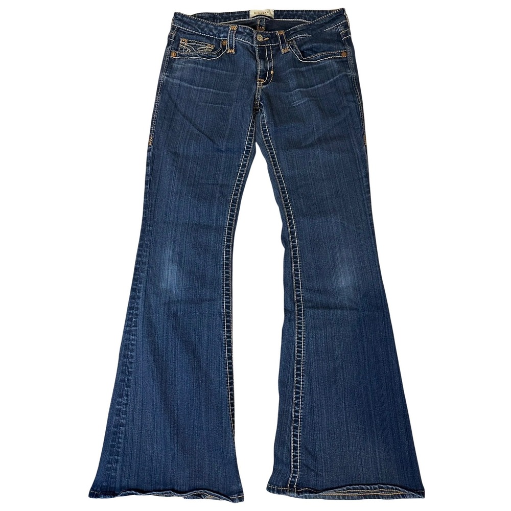 Big Star Liv‎ Low Rise Flare Jeans Dark Wash Contrast Stitch Women's 30R - Picture 7 of 10